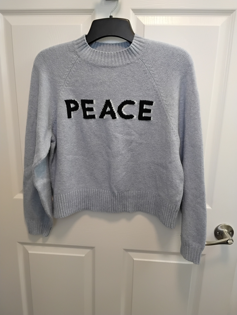 Old Navy Light Blue 'PEACE' Crewneck Sweater